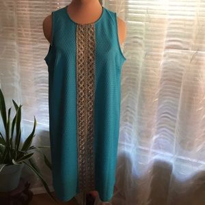 Pappagallo sleeveless acqua sheath dress SZ Large
